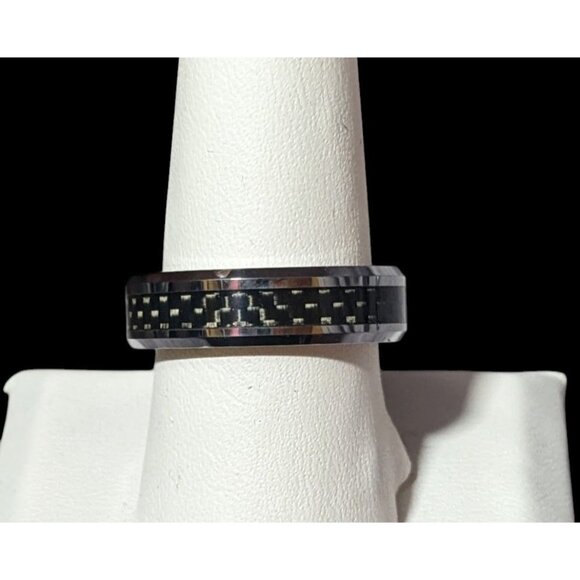 JSFG Tungsten Carbide Fiber Inlay Men's Wedding Ring 6mm Size 9 - Picture 4 of 13